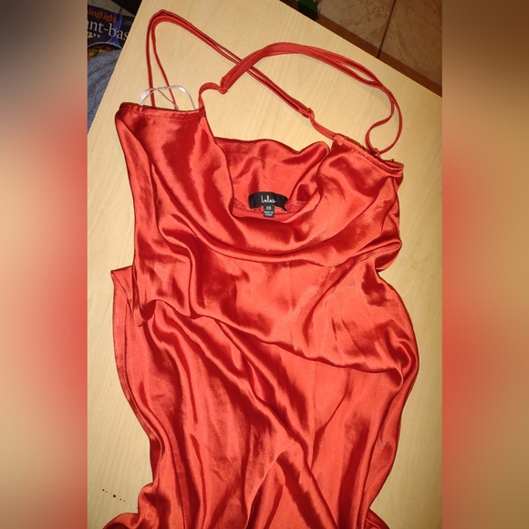 Debut Moment Red Satin Cowl Backless Maxi Dress - Picture 2 of 3